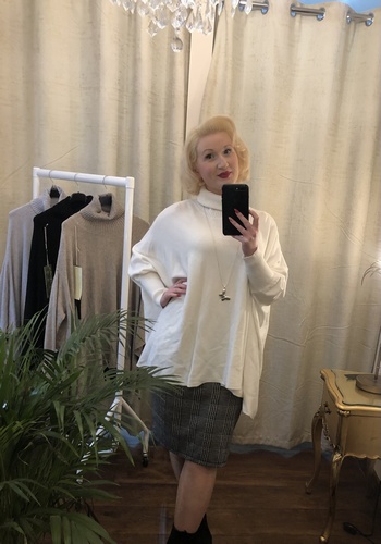 Designer Inspired Polo Batwing Knit Cream