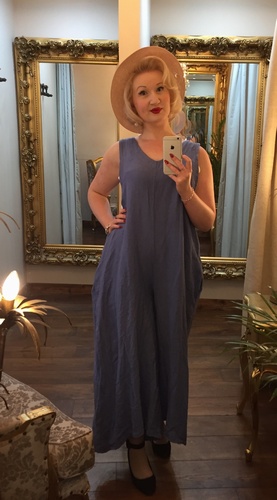 Pure Linen T Suit Blue