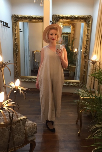 Pure Linen Jumpsuit Beige