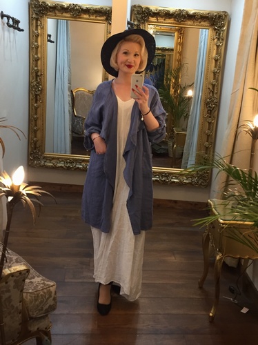 Pure Linen Jacket Blue