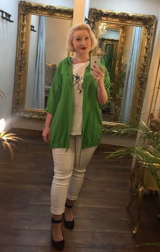 Long Linen Hooded Jacket Green