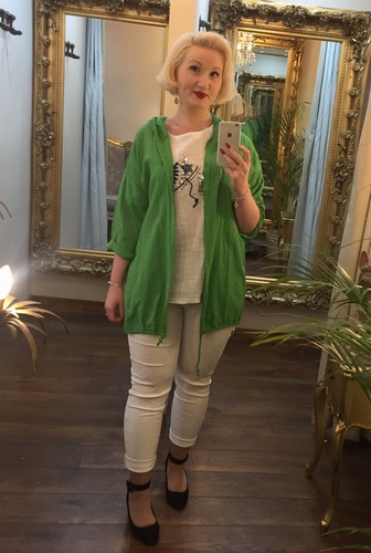 Long Linen Hooded Jacket Green