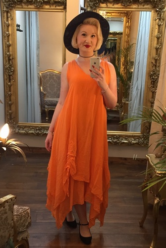 Ruched Dress Orange