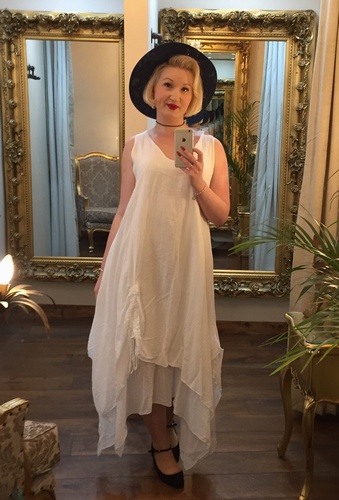 Ruched Dress White