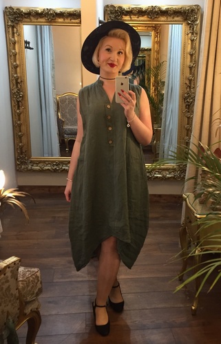 Pure Linen Dress Khaki
