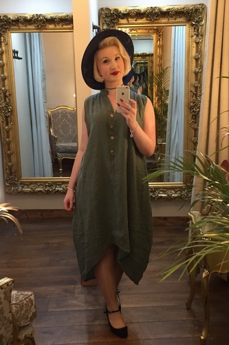 Pure Linen Dress Khaki