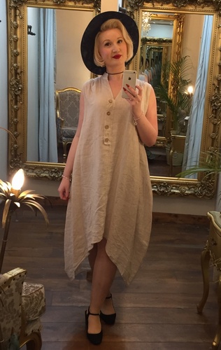 Pure Linen Dress Beige