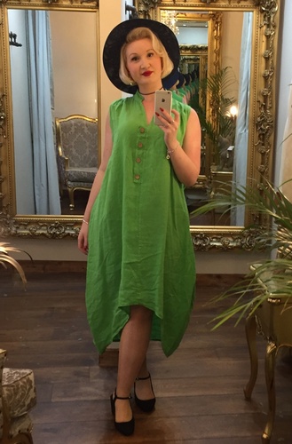 Pure Linen Dress Green