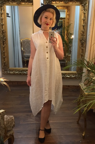 Pure Linen Dress White