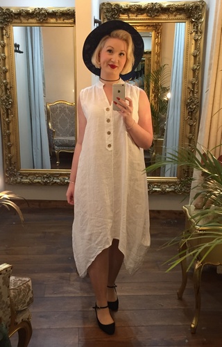 Pure Linen Dress White