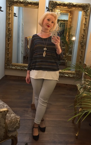 Stripe Necklace Top Navy