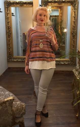 Stripe Necklace Top Pink