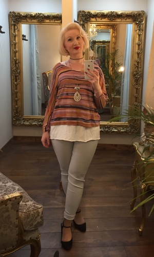 Stripe Necklace Top Pink
