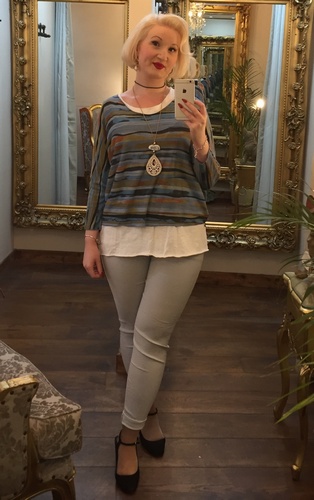 Stripe Necklace Top Blue