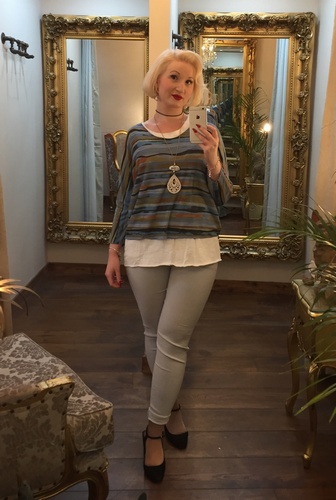Stripe Necklace Top Blue