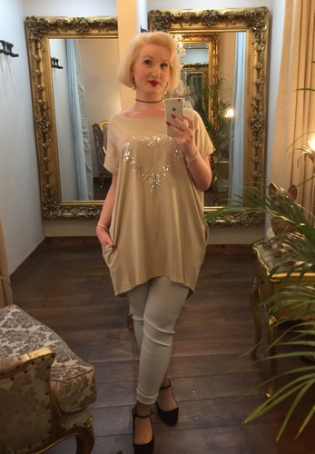 Sequin Heart Tunic Beige