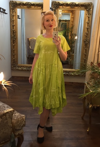 Print Dress Lime Green