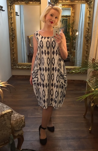 Shift Dress Navy/White
