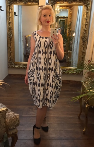 Shift Dress Navy/White