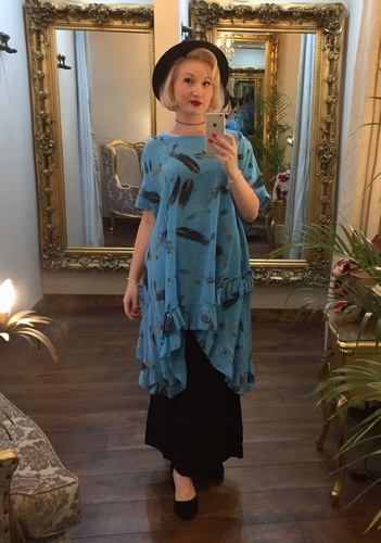 Feather Tunic Aqua Blue
