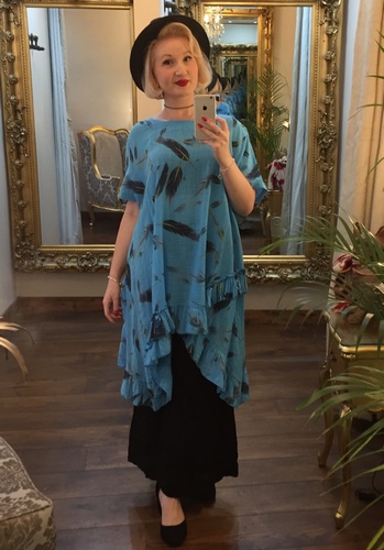 Feather Tunic Aqua Blue