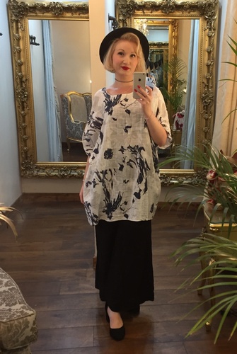 Flower Tunic Light Grey/Navy
