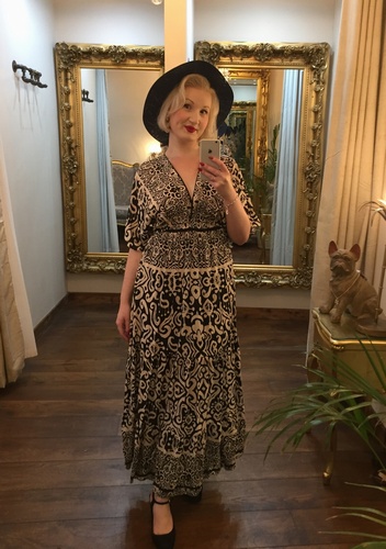 Vintage Print Dress Black