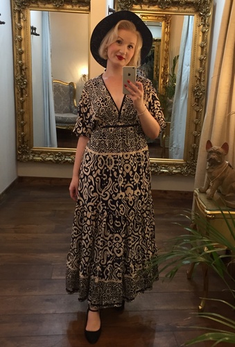 Vintage Print Dress Navy