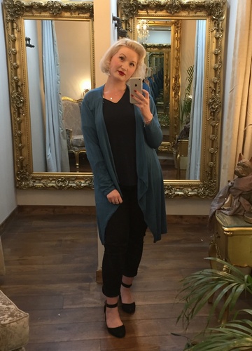 Basic Long Cardigan Teal