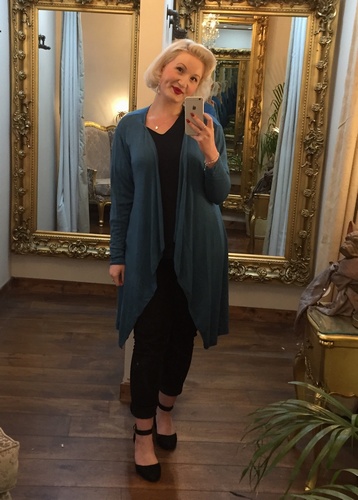 Basic Long Cardigan Teal
