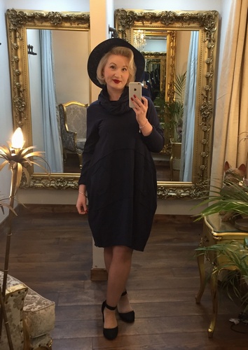 Scarf Tunic Dress Navy