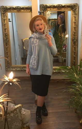 Designer Inspired Scarf Knit Blue