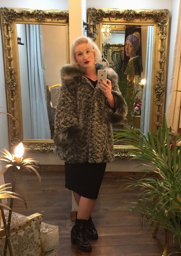 Luxury Faux Fur Coat Grey