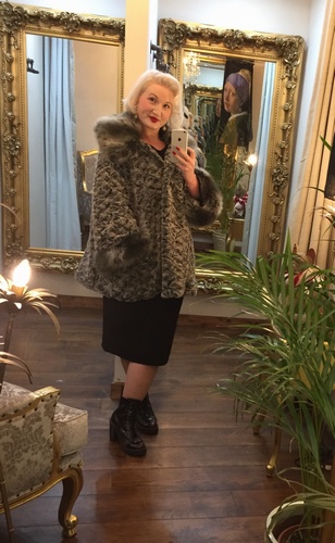 Luxury Faux Fur Coat Grey