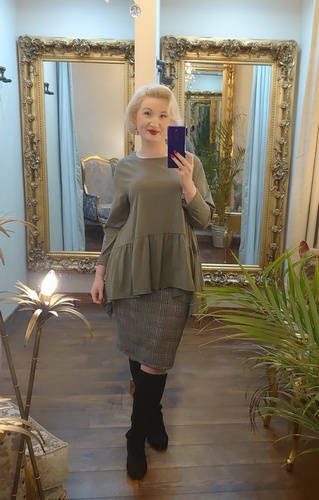 To Flared Hem Khaki