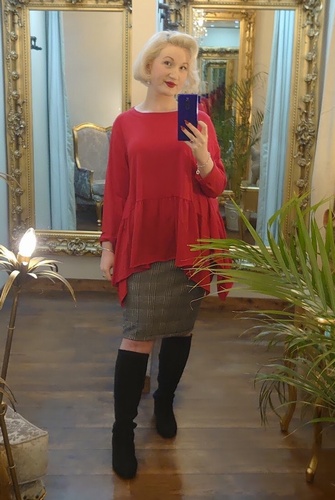 To Flared Hem Red