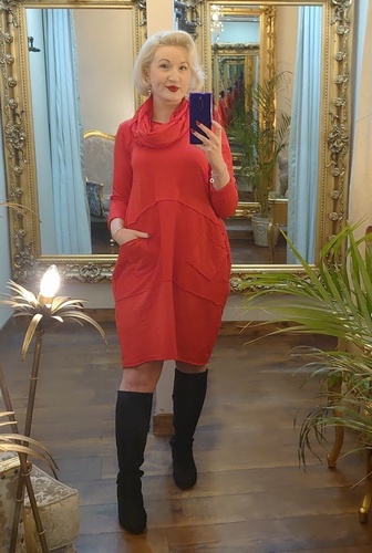 Scarf Tunic Dress Red