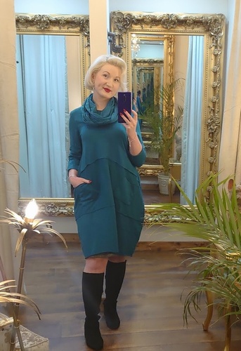 Scarf Tunic Dress Teal
