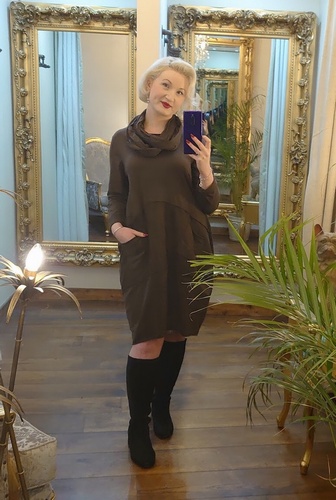 Scarf Tunic Dress Brown