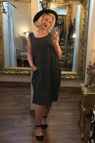 Cheesecloth Dress Black&Grey
