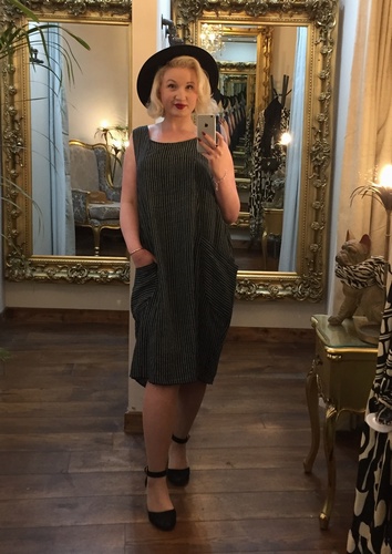 Cheesecloth Dress Black&Grey
