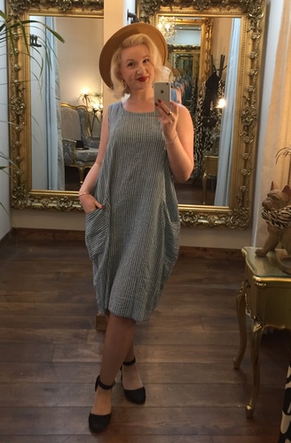 Cheesecloth Dress Blue&White