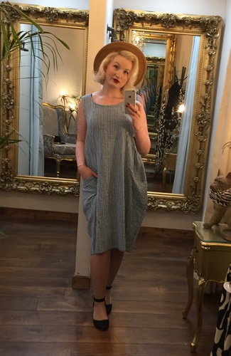 Cheesecloth Dress Blue&White