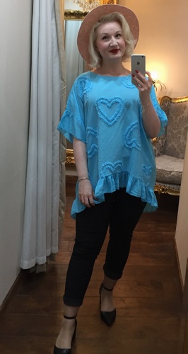 RG Heart Button Tunic Aqua Blue