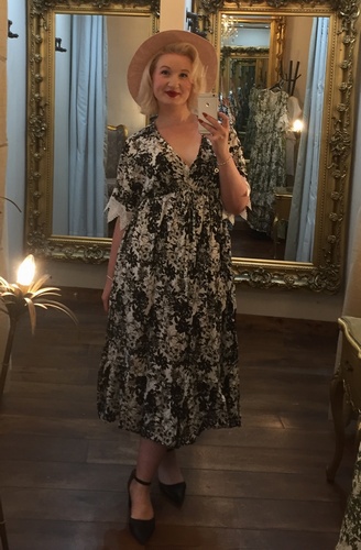 Flower Print Dress Black