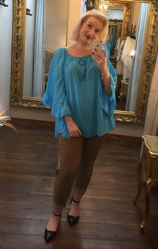 Romance Top Aqua Blue