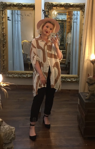 Mara Shirt White/Camel