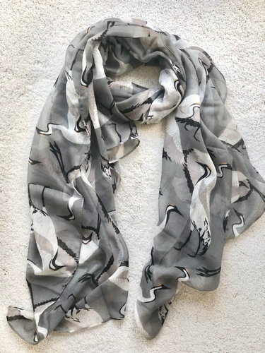 Bird Crane Scarf Mid Grey