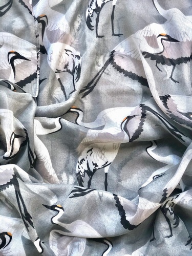 Bird Crane Scarf Mid Grey