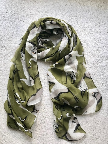 Bird Crane Scarf Apple Green